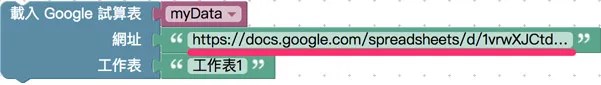 放入 Google 試算表積木